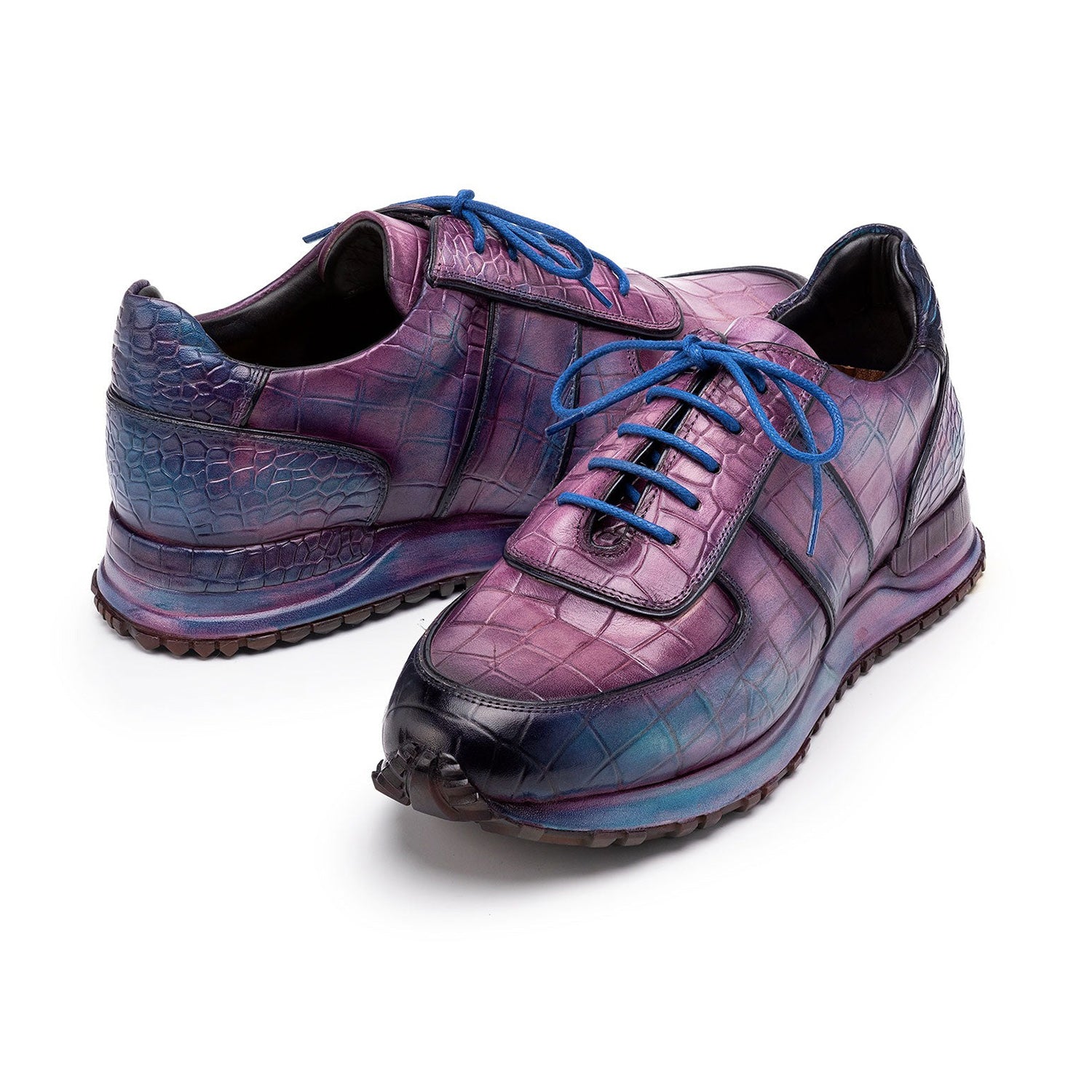 Paul Parkman Men's Shoes Textured Leather Print Sneakers (PM6454)
