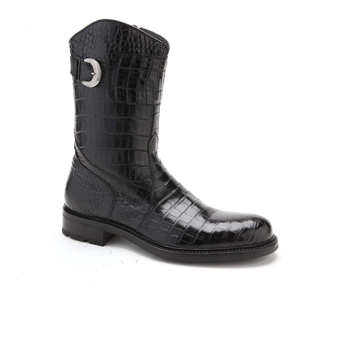 Caporicci Men's Luxury Italian Designer Shoes Black Alligator Boots 573 (CAP1024)