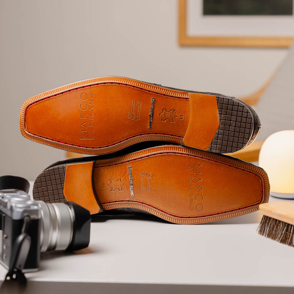 Marco Di Milano Fabro Men's Shoes Exotic Caiman Crocodile Horsebit Loafers (MDM1200)