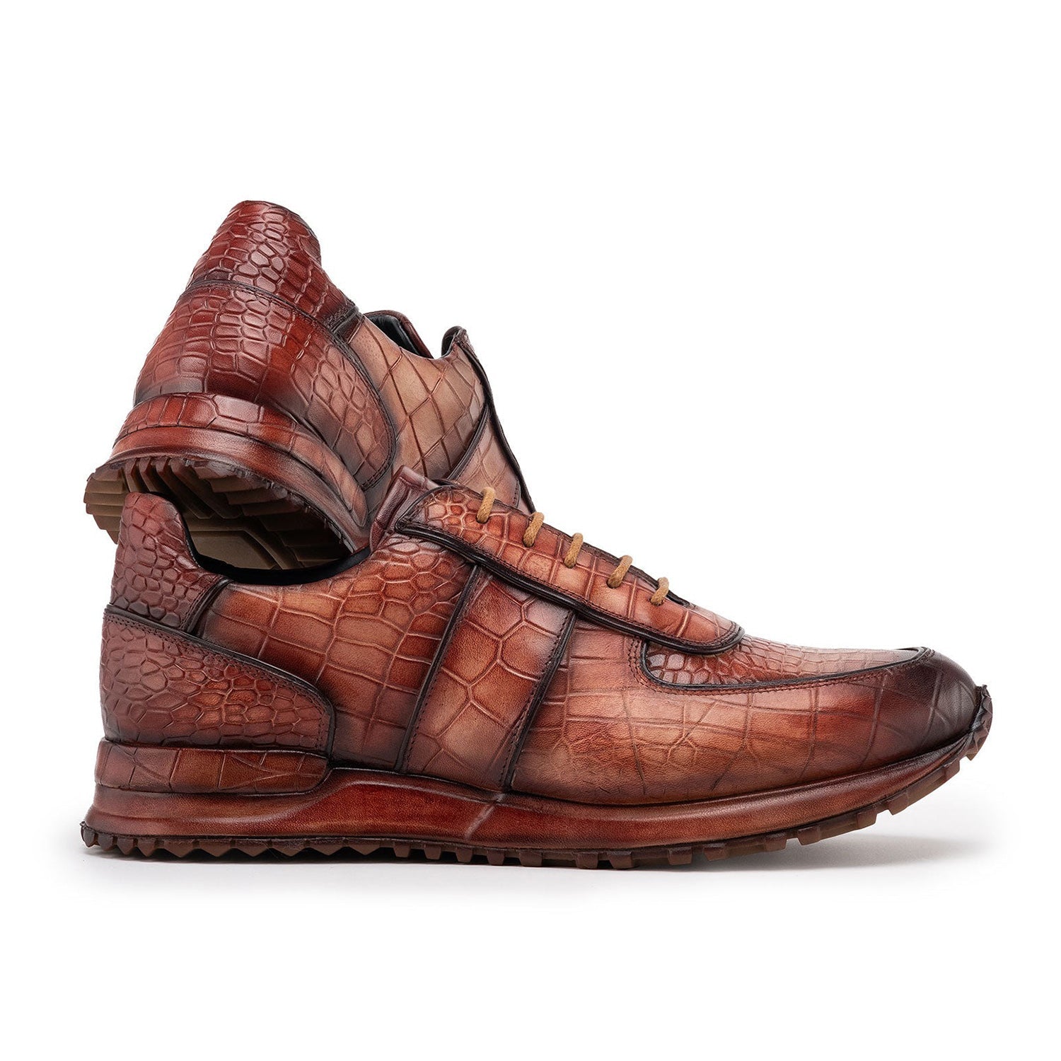 Paul Parkman Men's Shoes Textured Leather Print Sneakers (PM6454)