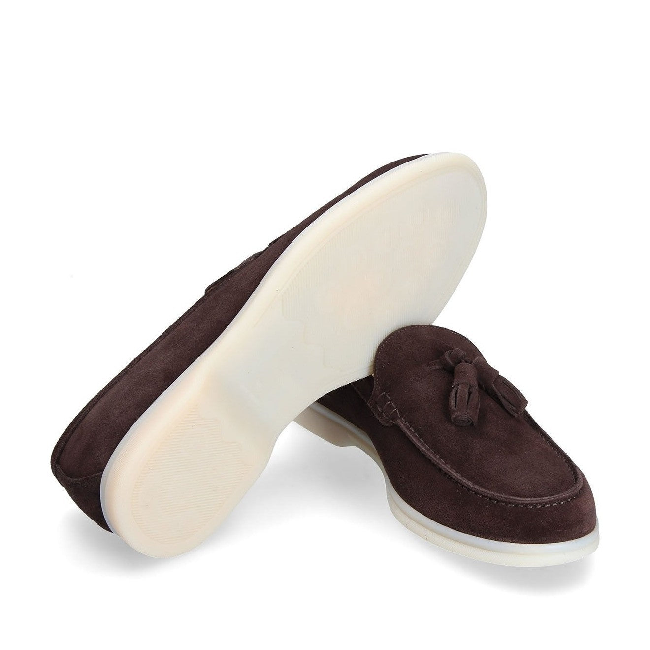Franceschetti Amalfi Men's Shoes Dark Brown Suede Leather Slip-On Tassels Sneakers (FCCT1011)