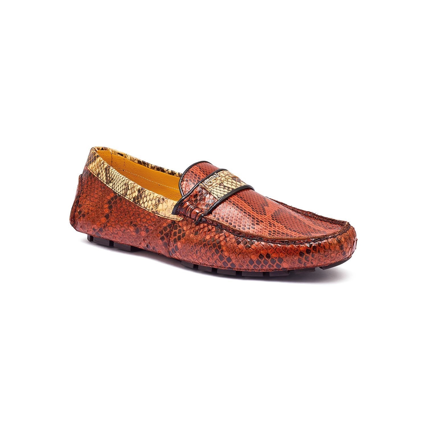 Mauri 3448 Mamba Men's Shoes Gold & Dune Exotic Snake-Skin Driver Loafers (MA5329)