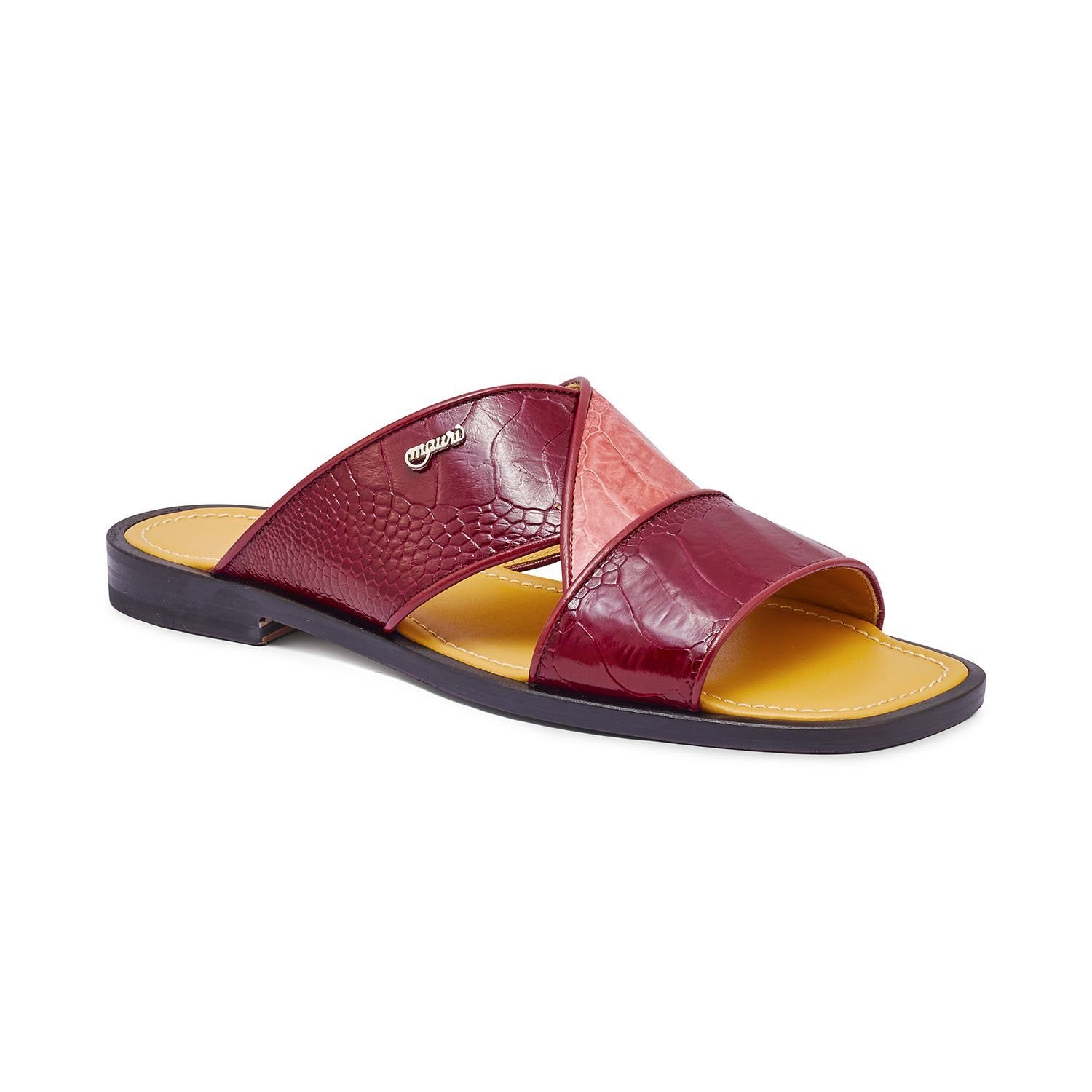 Mauri 5093 Traveler Men's Shoes Ruby Red & Pink Ostrich Leg Sandals (MA5314)