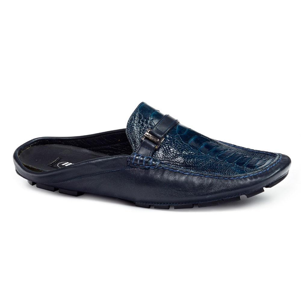 Mauri Men's Shoes Navy Nappa & Ostrich Leg Sandals 3127 (MA4419)