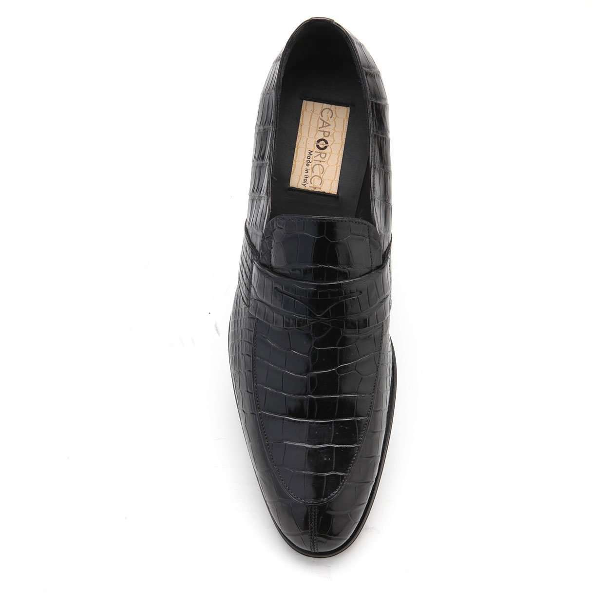 Caporicci 3321 Men's Luxury Italian Designer Shoes Black Exotic Alligator Loafers (CAP1117)