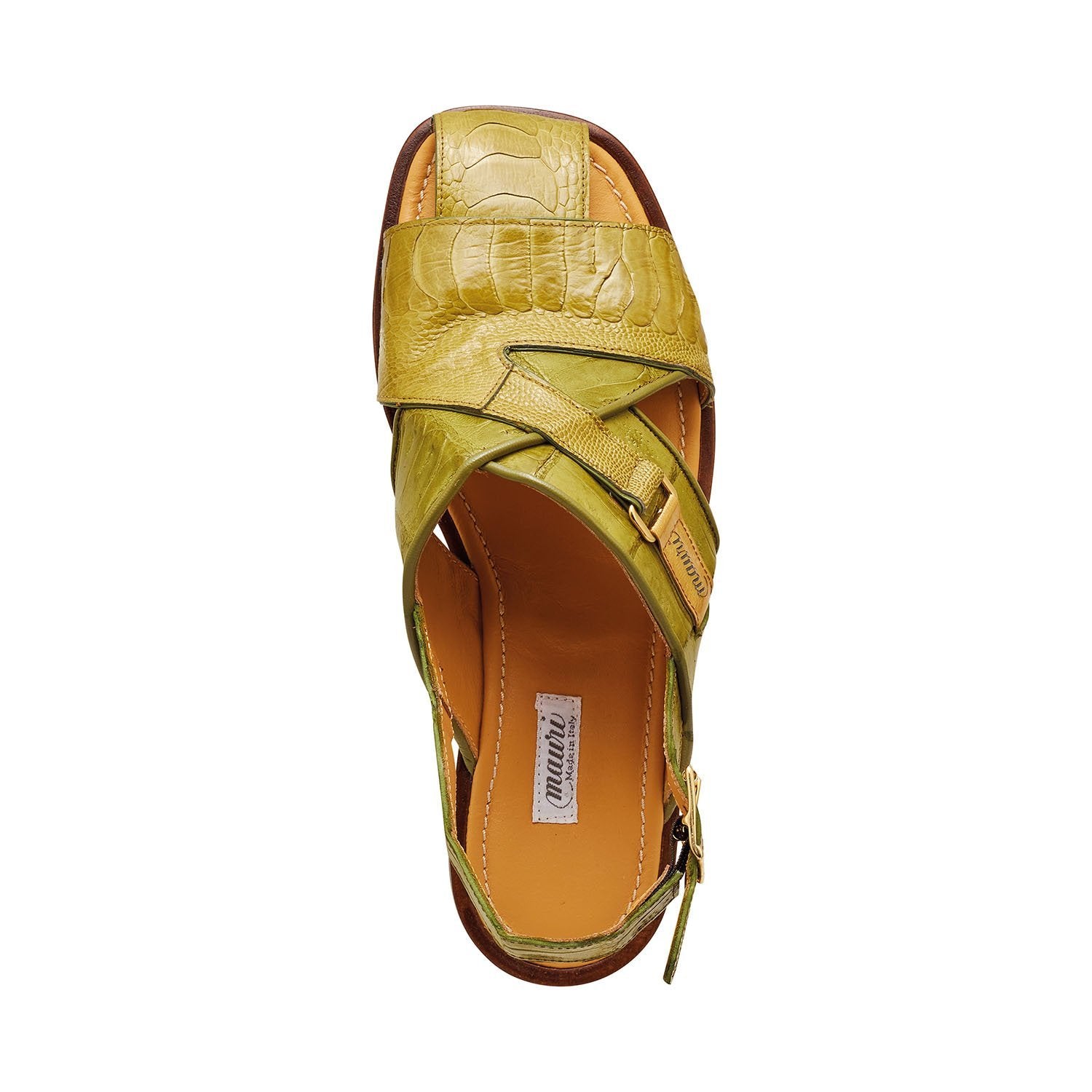 Mauri 5113 Thor Men's Shoes Khaki Green Exotic Crocodile / Ostrich Leg Sandals (MA5307)