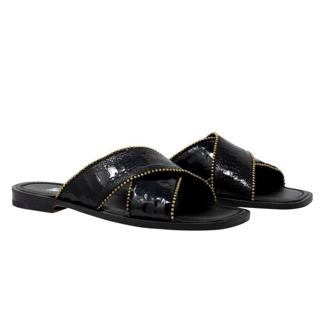 Mauri 5062 Sandals Luxor Men's Designer Shoes Black Fabric / Ostrich Leg 5062 (MA5117)