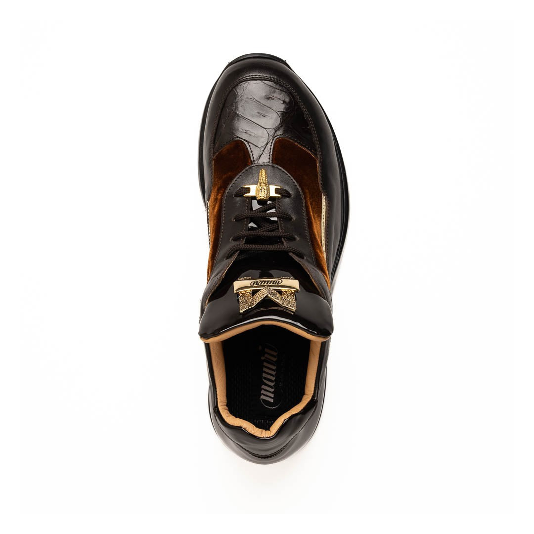 Mauri Goldie M705/3 Men's Shoes Exotic Crocodile / Velvet / Nappa / Patent Leather Sneakers (MA5645)