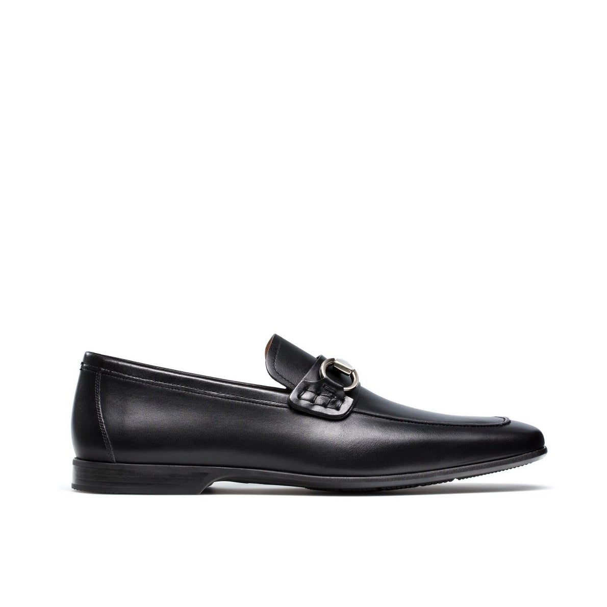 Magnanni Rafa II Men's Shoes Buterblade Black Calf-Skin Horsebit Loafers (MAGS1076)
