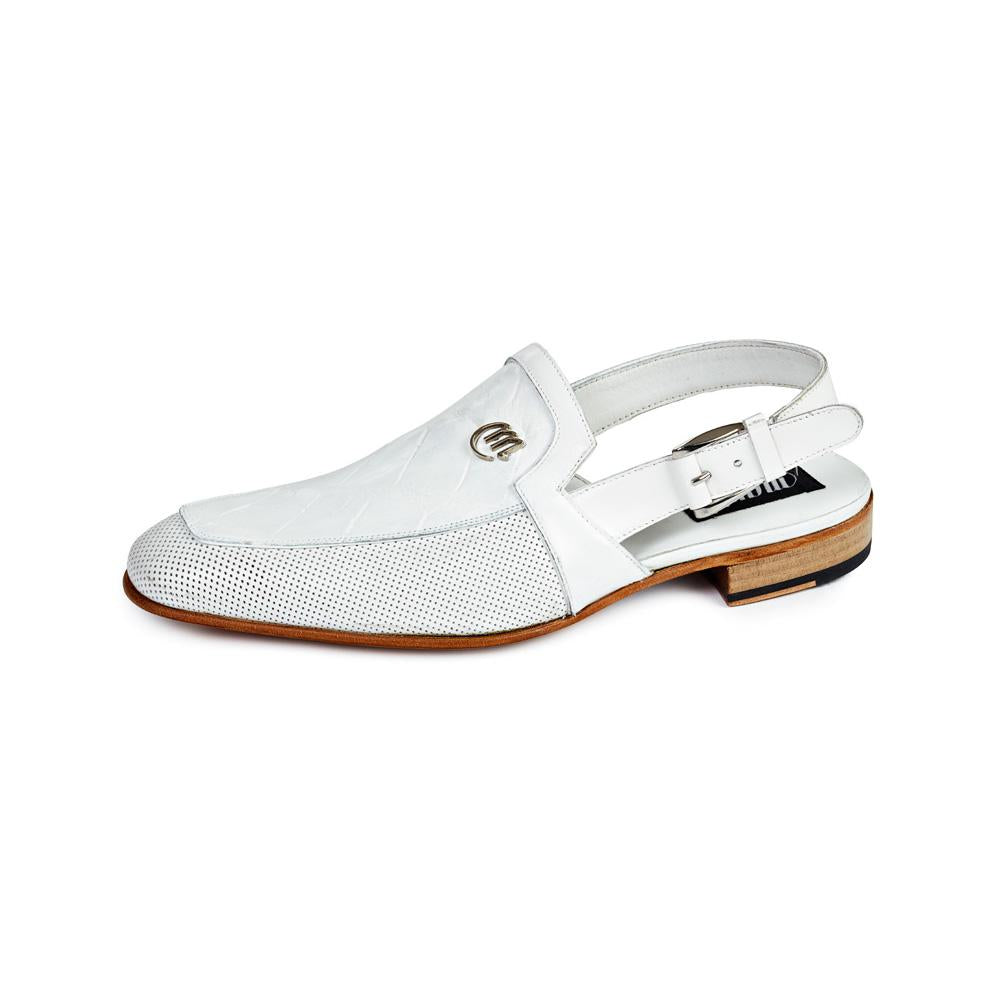 Mauri Men's Shoes White Body Exotic Alligator & Calf-skin leather Sandals 4798 (MA4514)