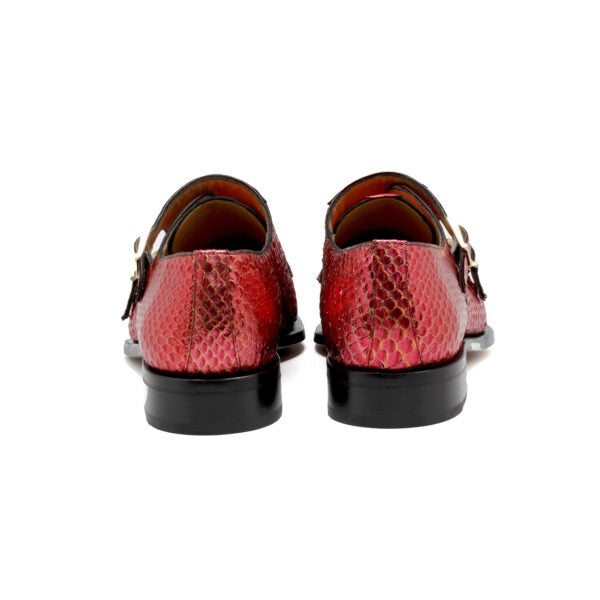 Mister Cardo 40418 Men's Shoes Red Snake Print Monk-Straps Loafers (MIS1127)