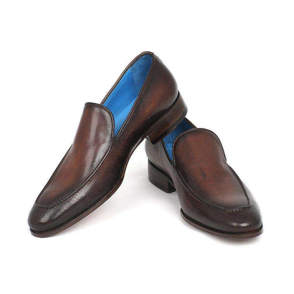 Paul Parkman Handmade Designer Shoes Perforated Leather Brown Loafers (PM5458)