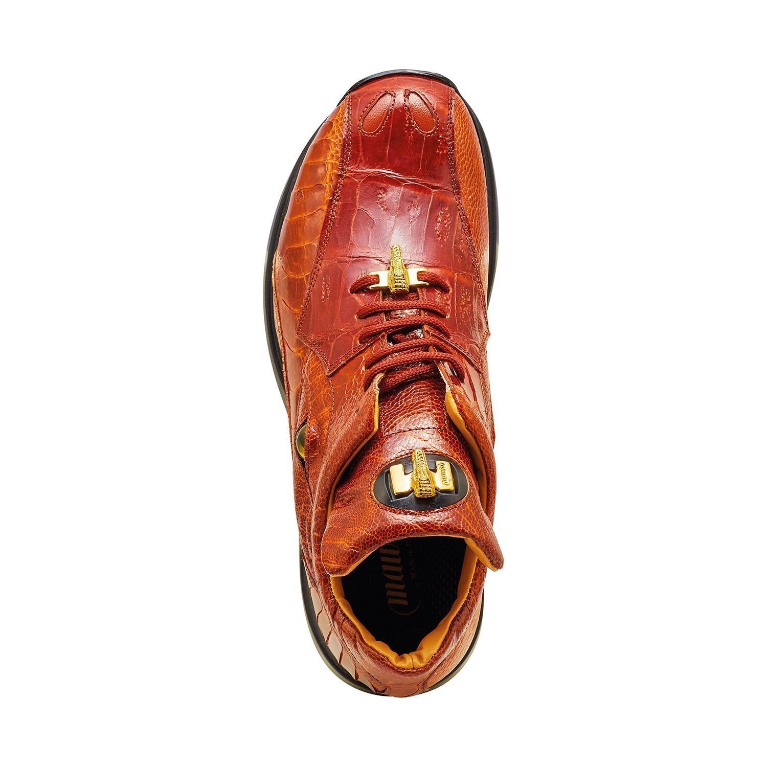 Mauri Apocalypse 8596 Men's Shoes Gold Exotic Crocodile / Ostrich Leg Sneakers (MA5321)