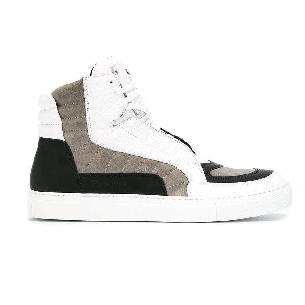 Cesare Paciotti Luxury Italian Men's Designer Shoes Granello Ice Gomm White Sneakers (CPM5006)