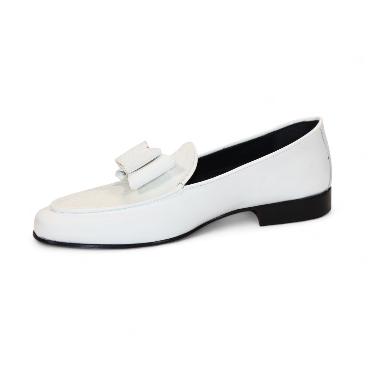 Duca Amalfi Men's Shoes White Patent Leather-Velvet, Leather Lining Formal Loafers (D1007)