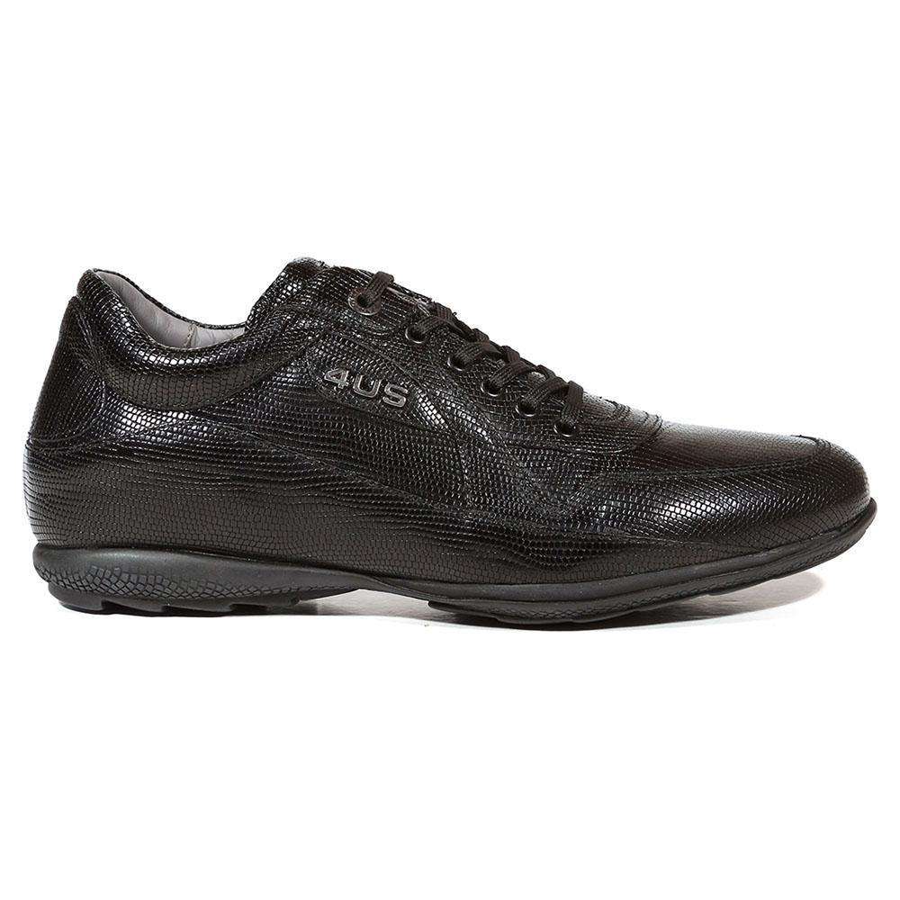 Cesare Paciotti Luxury Italian Men's Italian Designer Shoes Lizard Calf Black Sneakers (CPM5025)