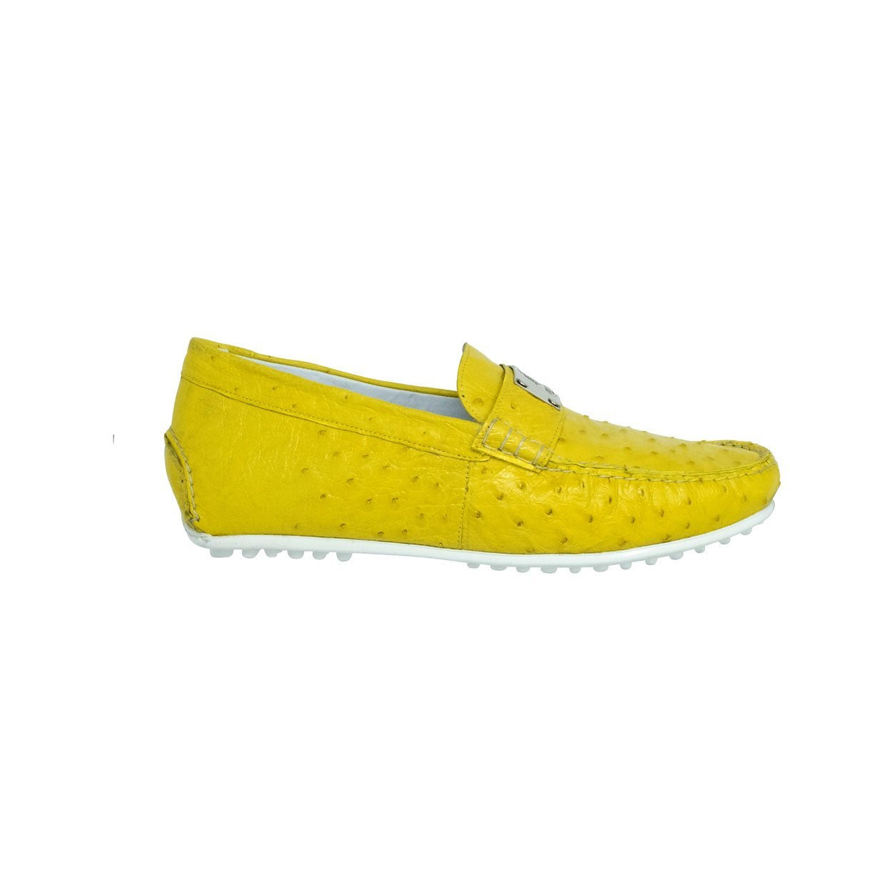 Mauri Sunset Men's Designer Shoes Mimosa Yellow Exotic Ostrich Dress-Casual Loafers 3470 (MA5120)