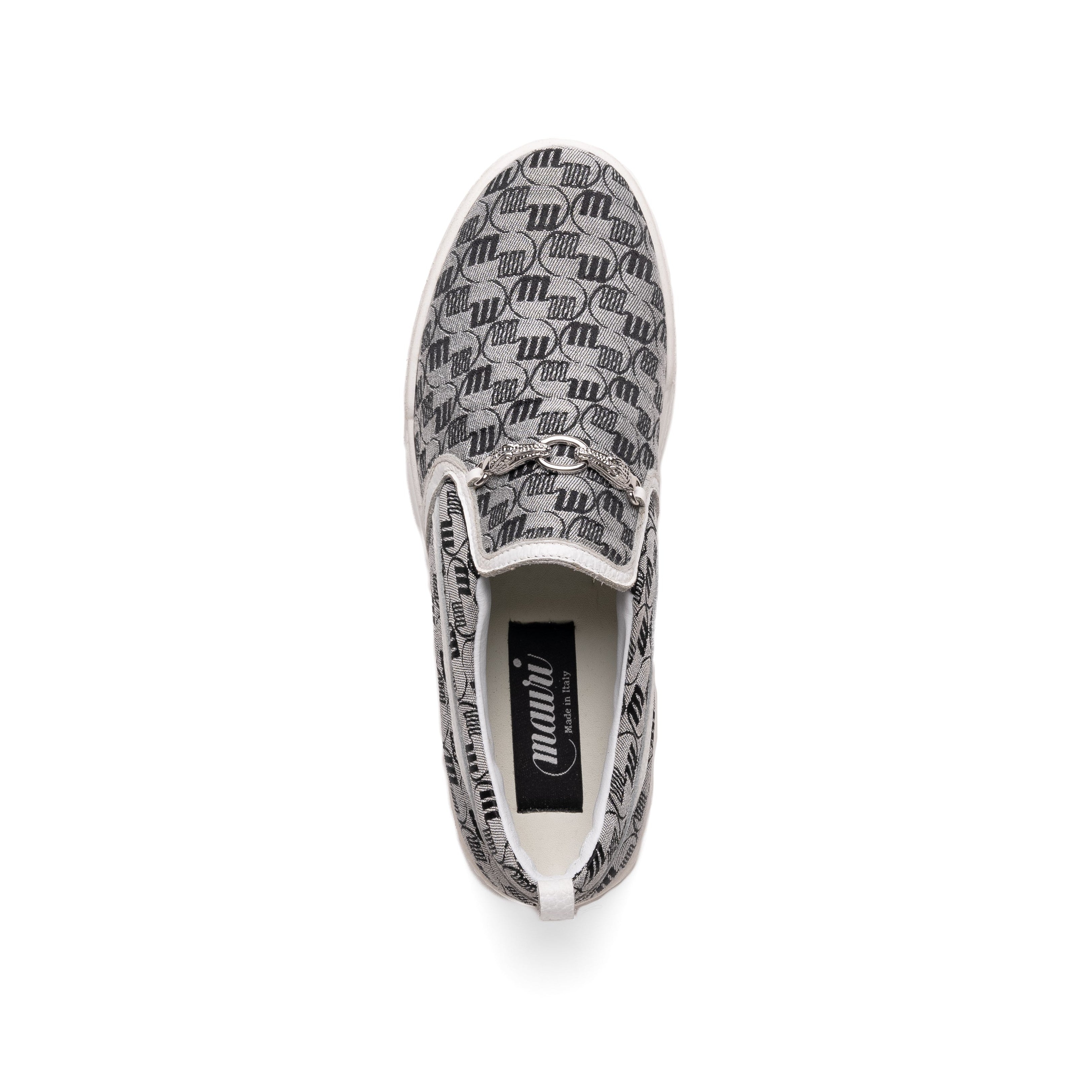 Mauri Posh 8419/2 Men's Shoes Black, Gray & White Double M Fabric / Time Leather Slip-On Sneakers (MA5615)