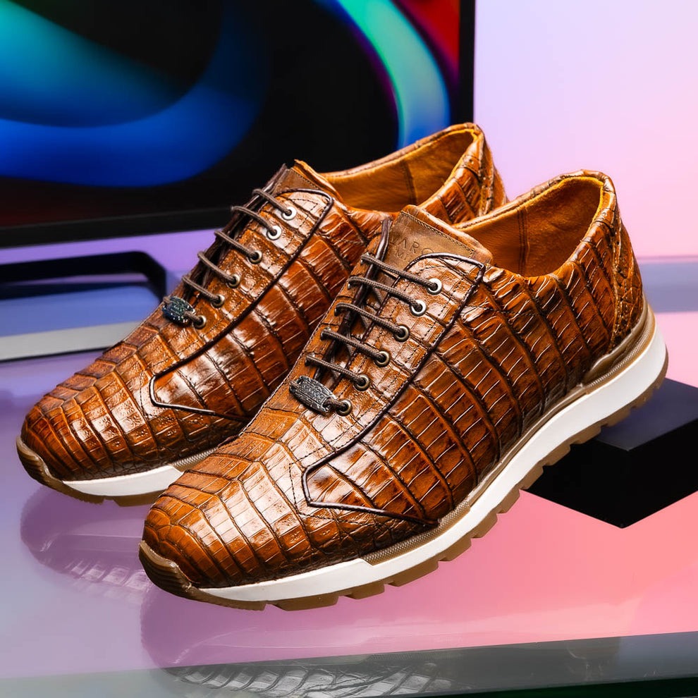 Marco Di Milano Alonzo Men's Shoes Genuine Caiman Crocodile Casual Sneakers (MDM1165)