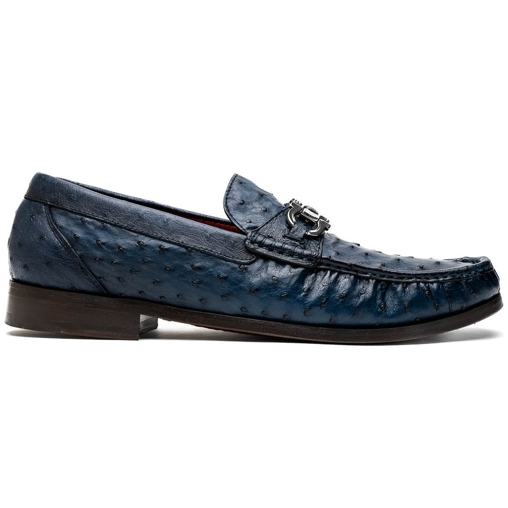 Marco Di Milano Ferrioni Men's Shoes Exotic Ostrich Horsebit Moccasin loafers (MDM1171)
