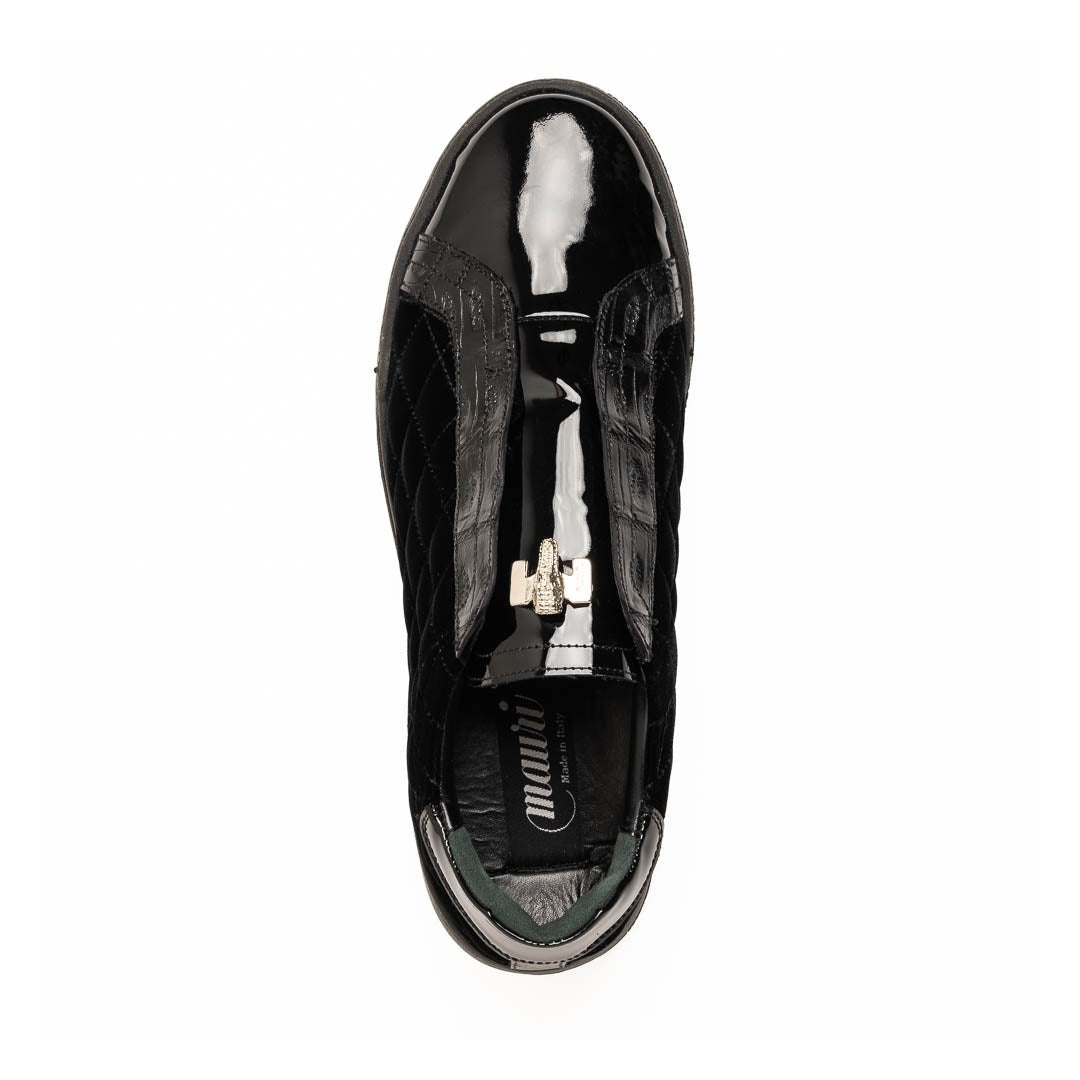 Mauri Regata 8478/10 Men's Shoes Exotic Crocodile / Quilted Velvet / Patent Leather Slip-On Sneakers (MA5648)