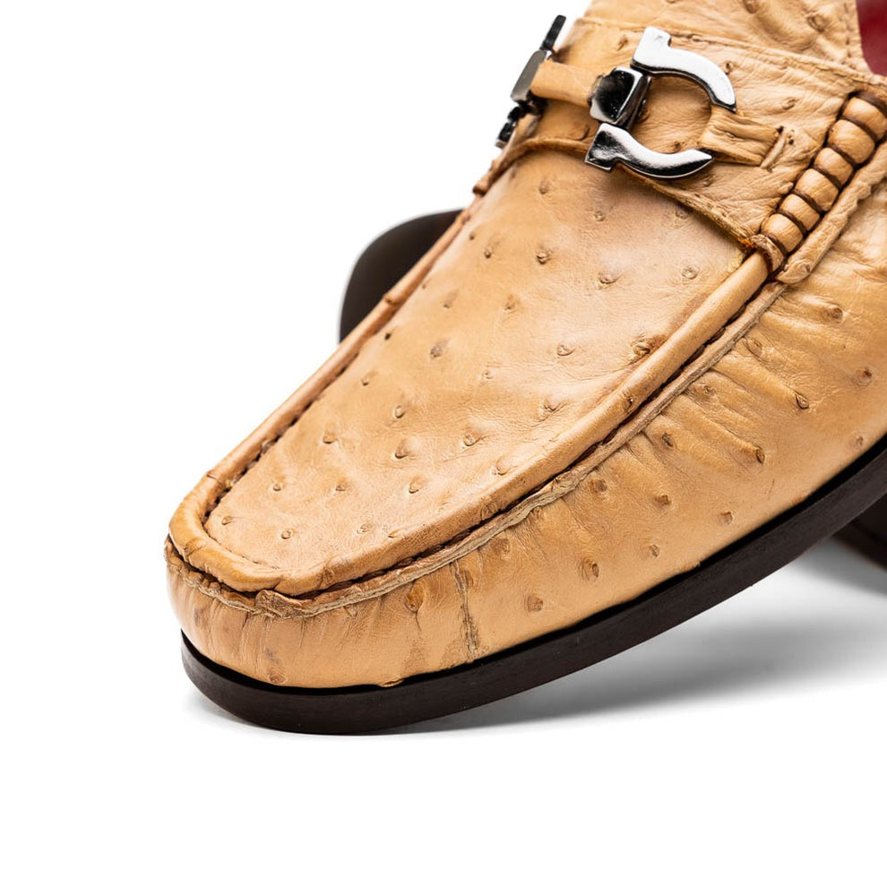 Marco Di Milano Ferrioni Men's Shoes Exotic Ostrich Horsebit Moccasin loafers (MDM1171)