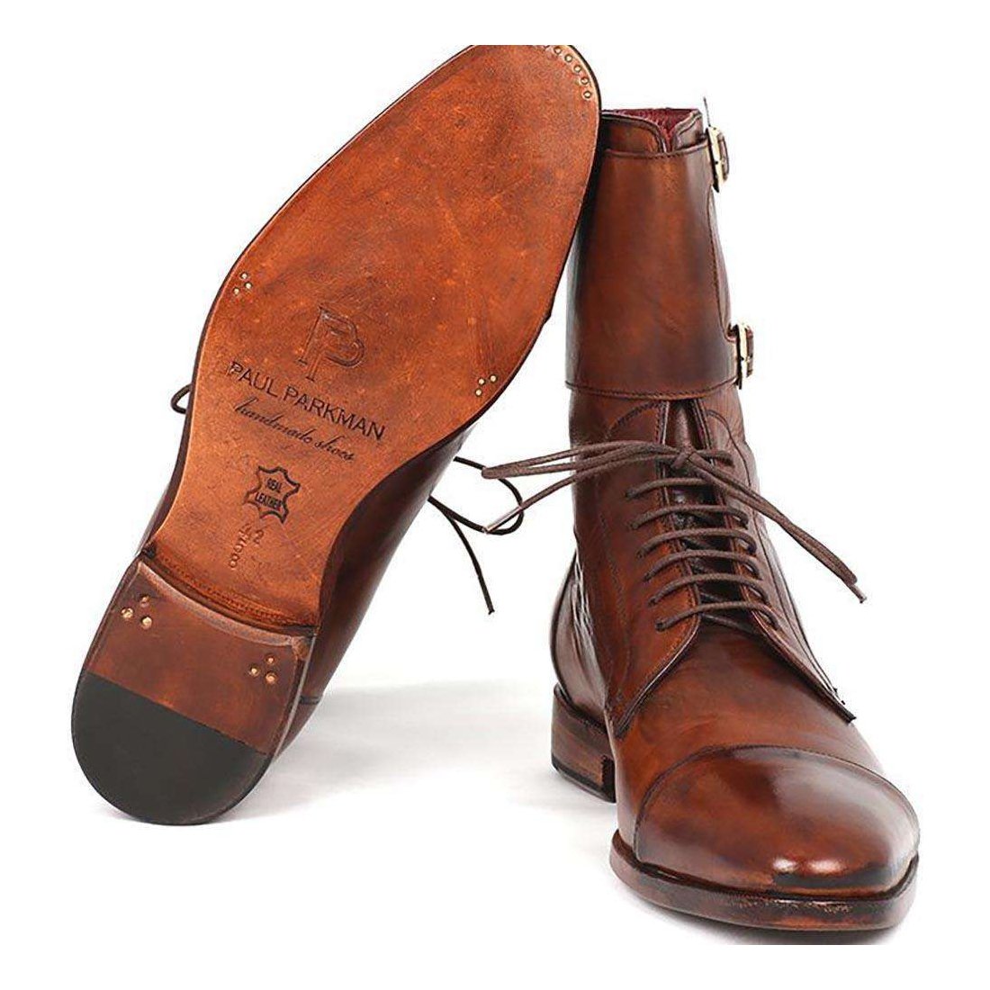 Paul Parkman Handmade Designer Shoes Men's Handmade Designer Shoes Calfskin High Boots Brown Boots (PM4029)