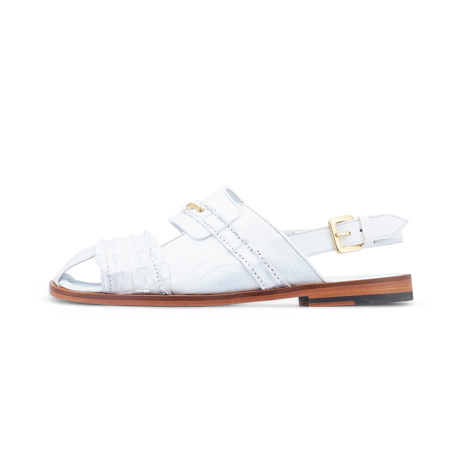 Mauri Bali 5171 Men's Shoes White Exotic Ostrich / Hornback Casual Sandals (MA5524)