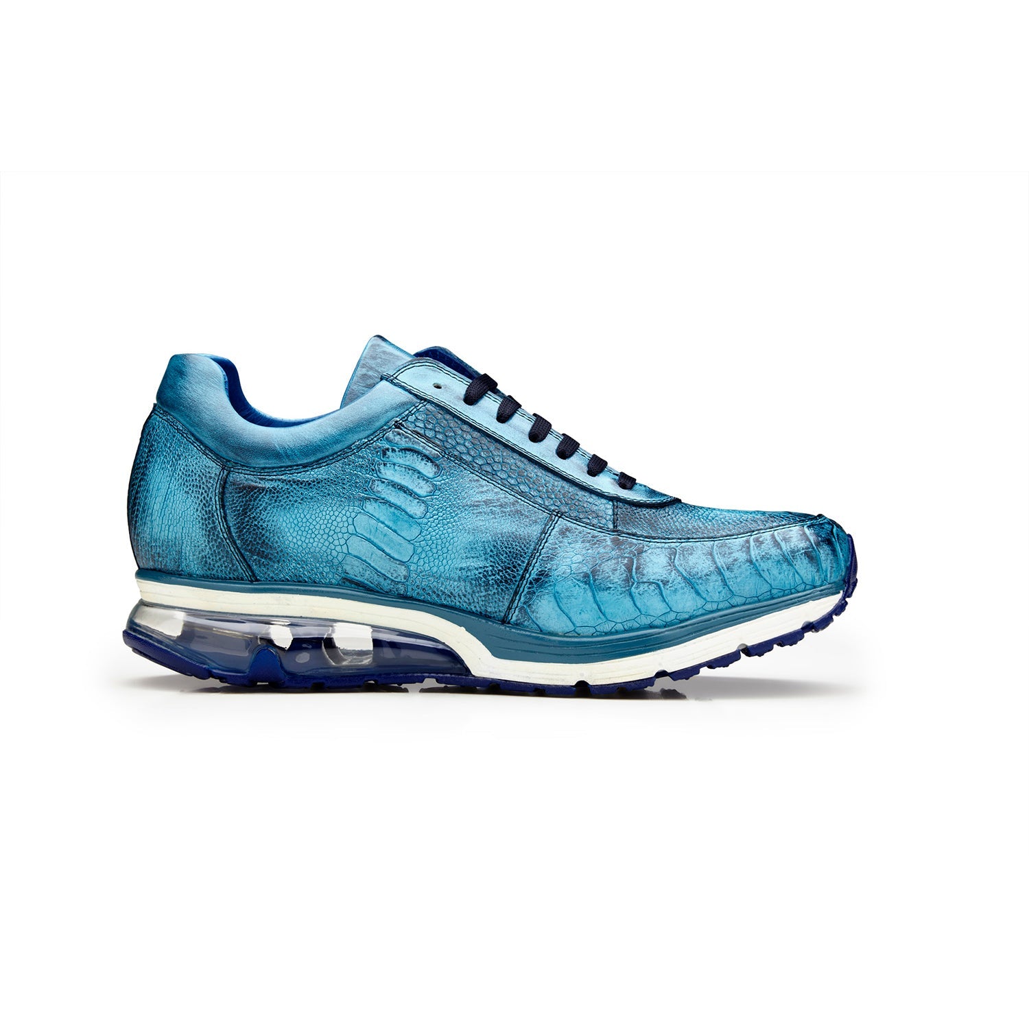Belvedere E02 Todd Men's Shoes Ocean Blue Exotic Genuine Ostrich Casual Sneakers (BV2955)