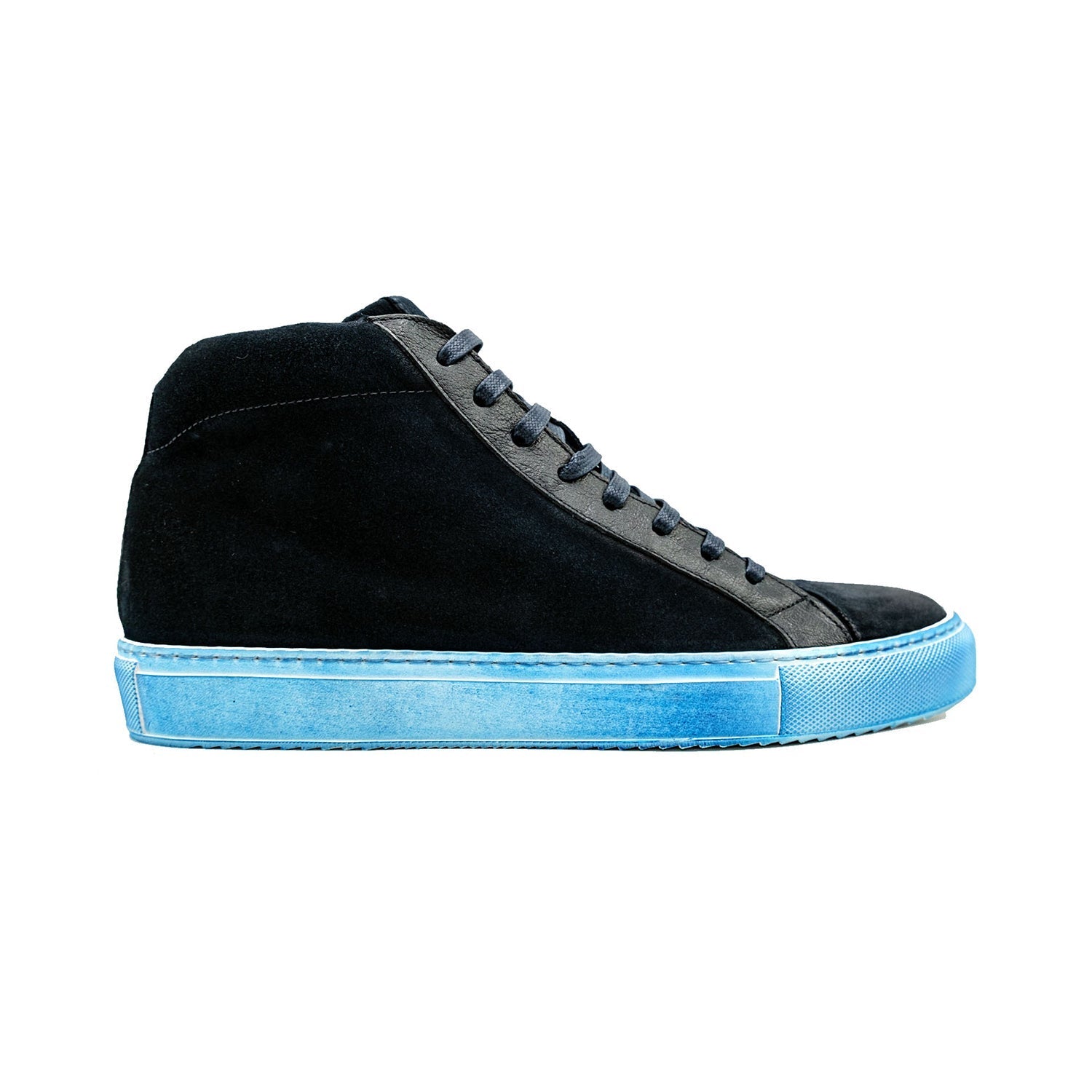 Giovacchini Ruben Men's Shoes Antique Blue Suede / Calf-Skin Leather High-Top Sneakers (GVCN1003)