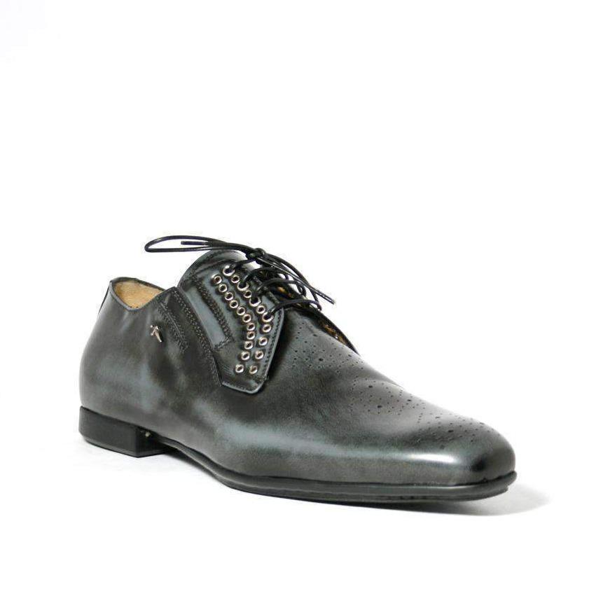 Cesare Paciotti Luxury Italian Magic Old Fumo Antiqued Pressed Leather Oxfords (CPM2316)