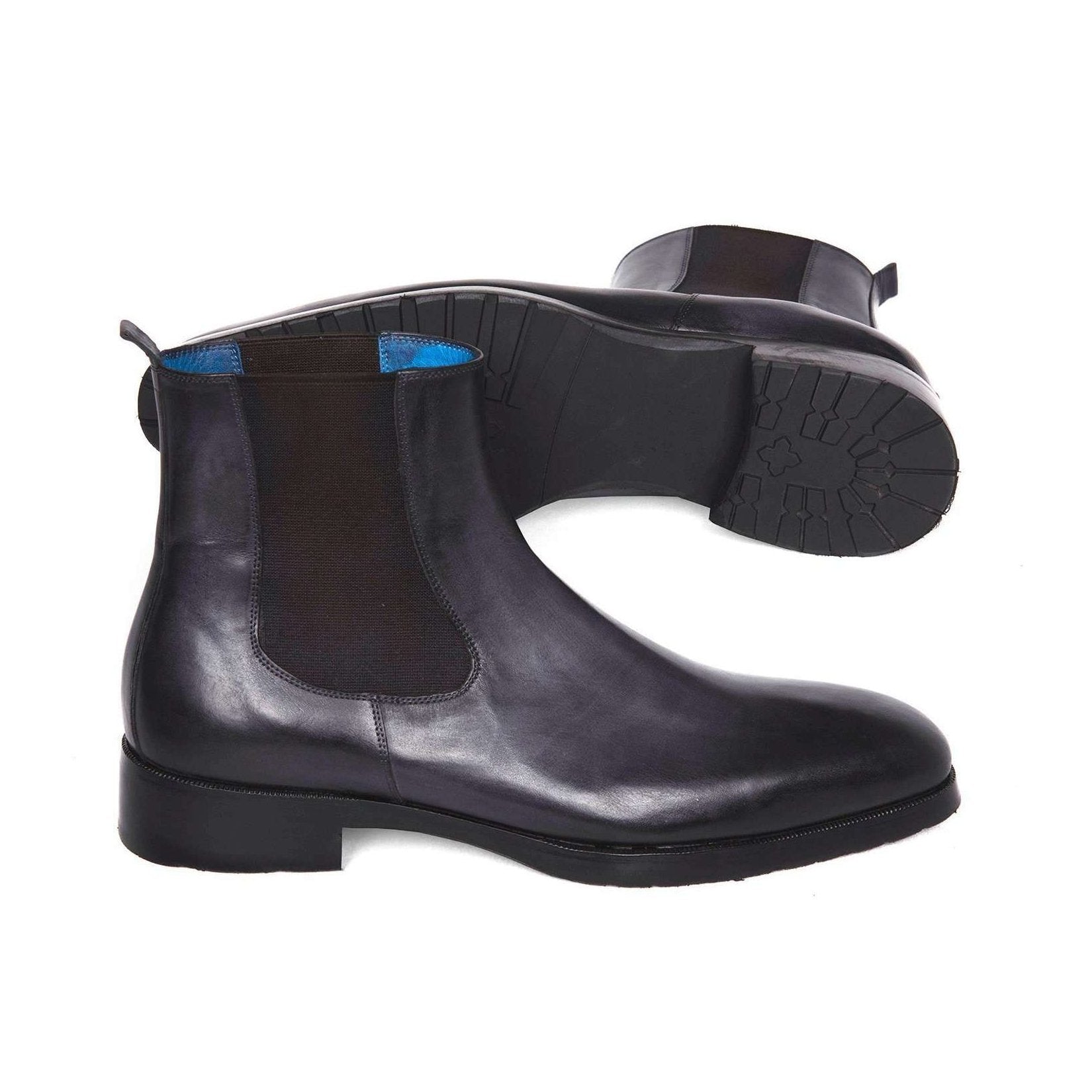 Paul Parkman Handmade Designer Shoes Black & Gray Chelsea Boots (PM5608)