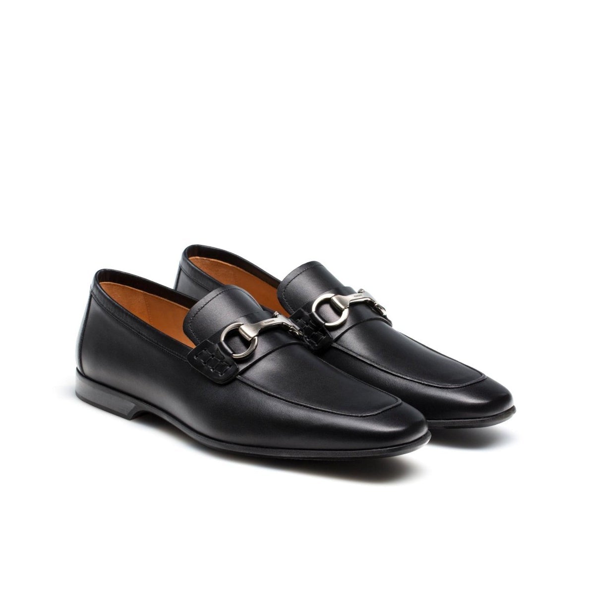 Magnanni Rafa II Men's Shoes Buterblade Black Calf-Skin Horsebit Loafers (MAGS1076)