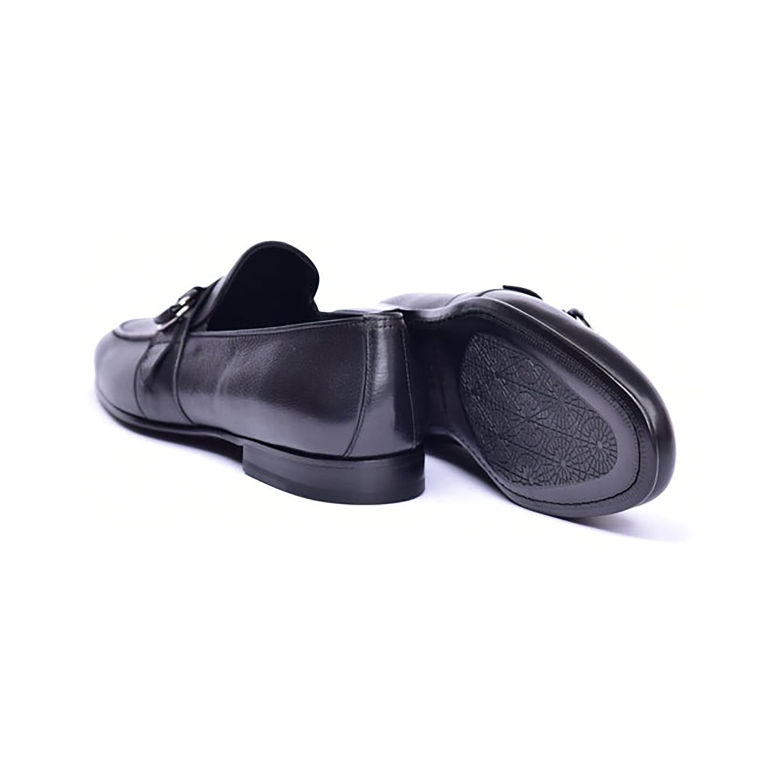 Corrente C00102-6628 Men's Shoes Black Calf-Skin Leather Side Buckle Loafers (CRT1478)