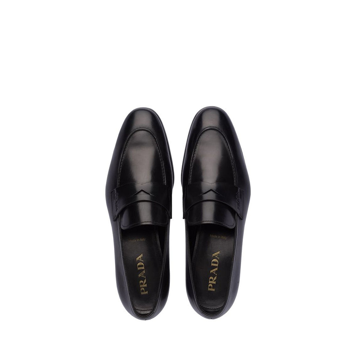 Prada 2DB185-248 Men's Shoes Black Calf-Skin Leather Penny Loafers (PRM1031)
